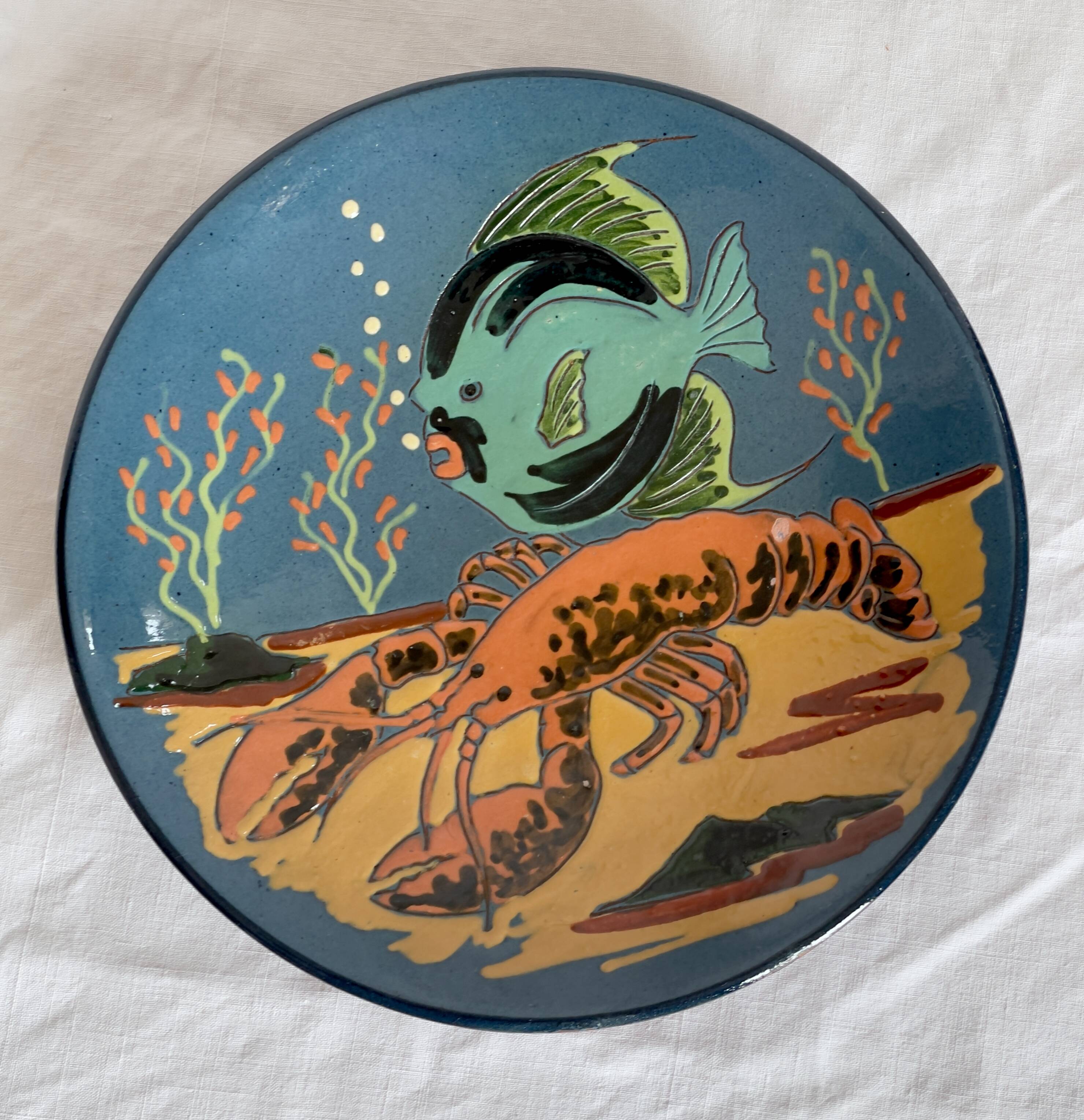 Lluís Puigdemont handcrafted dish -unsigned- 1960s in glazed ceramic
