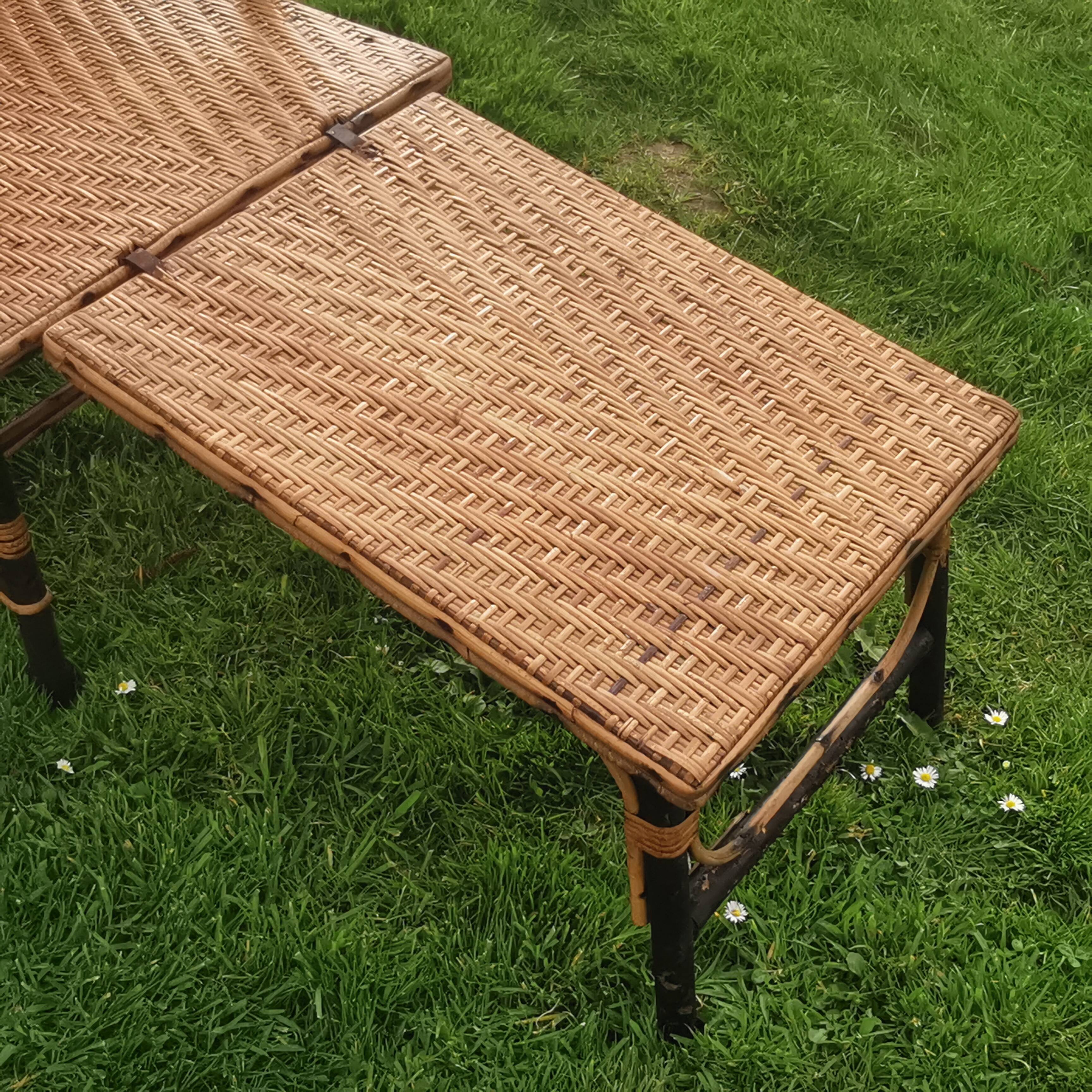 Chaise longue en rotin