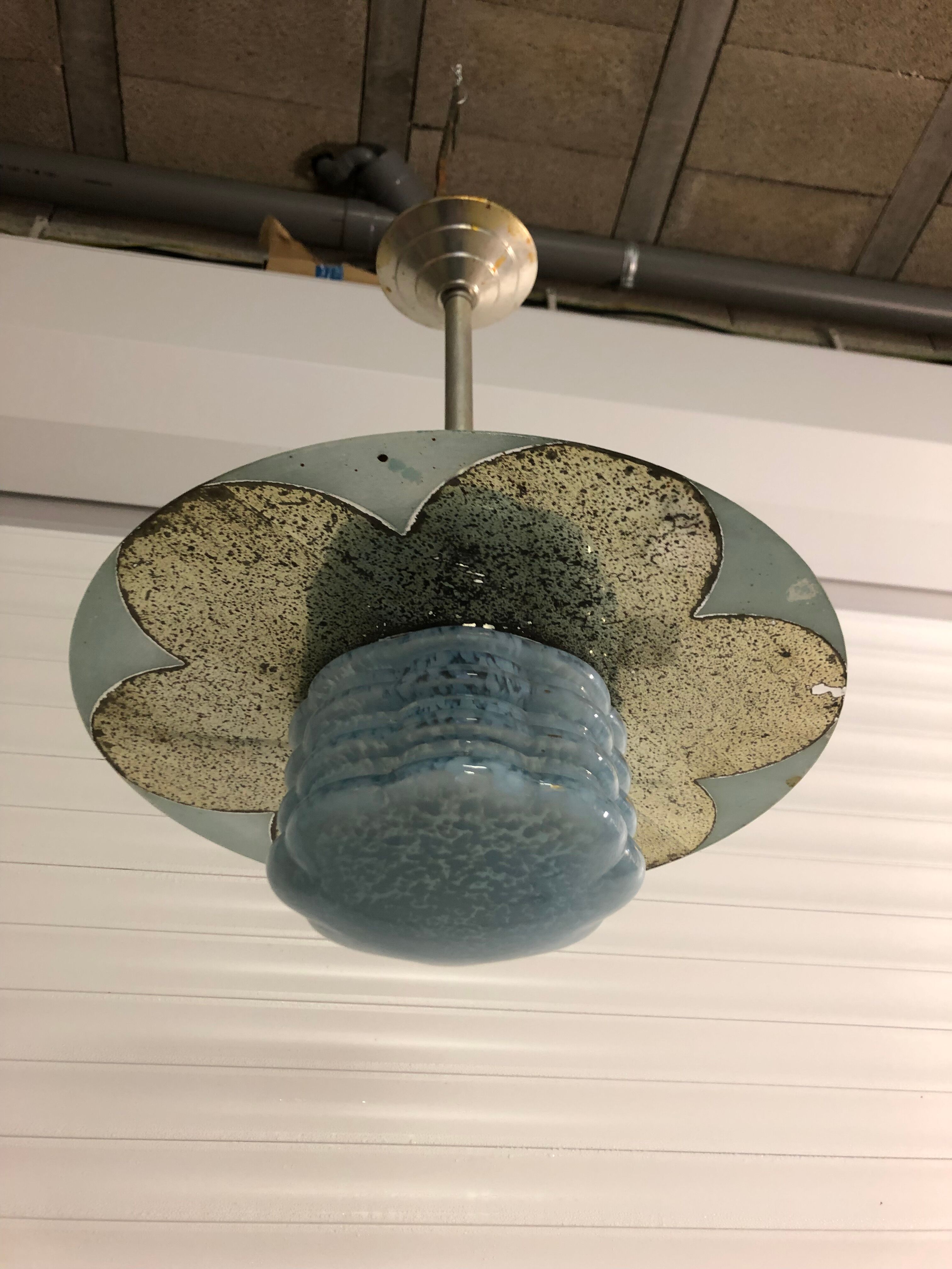Suspension disque en verre vintage