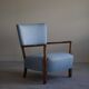 Modern Danish, curved oak chaise longue, attributed to Viggo Boesen, 1950s