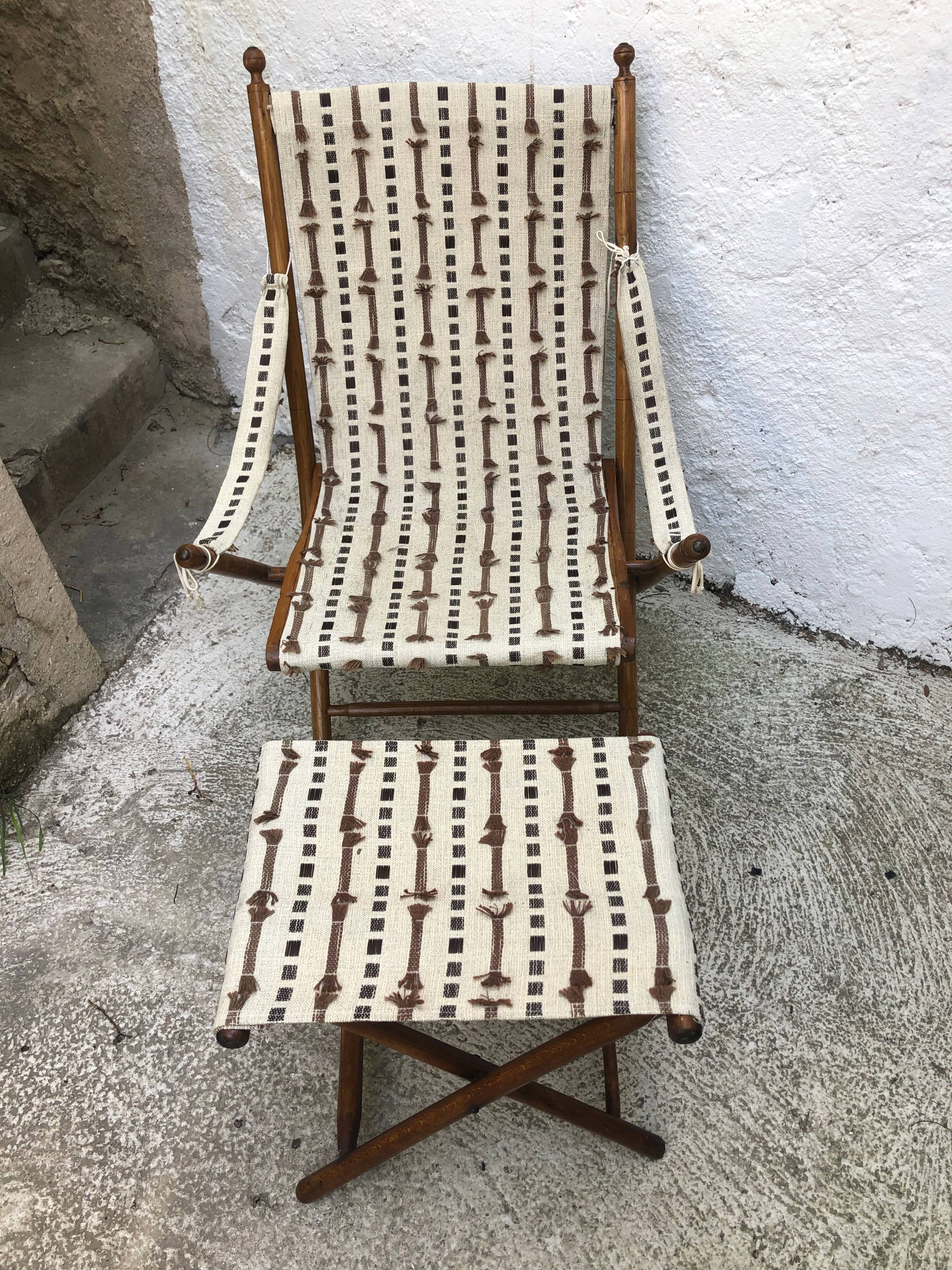 Folding garden chair and his foot rests, folding Napoleon III