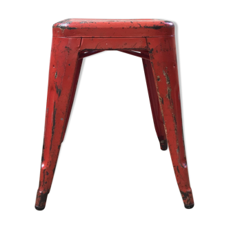 Tabouret industriel Tolix rouge en métal