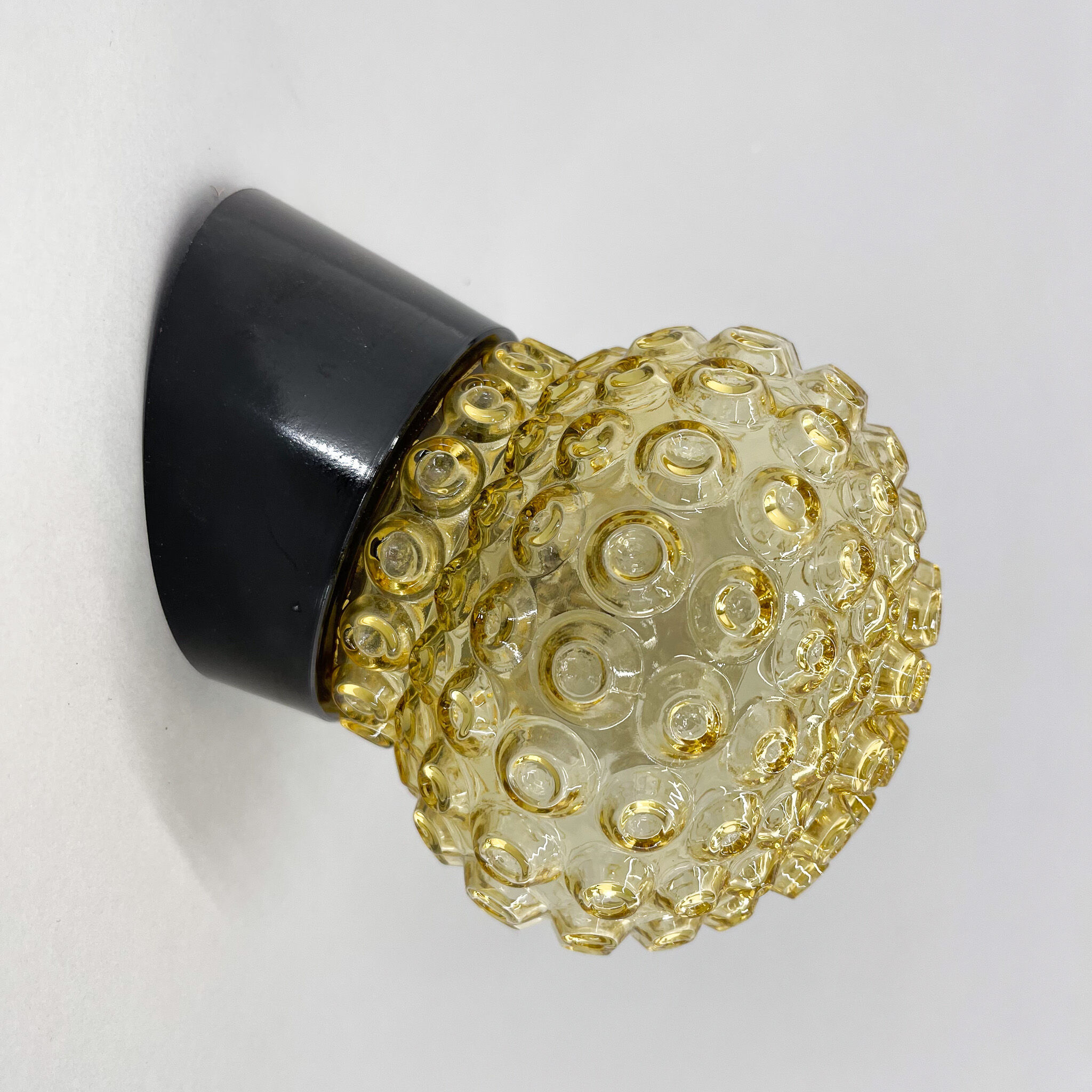 Mid-century bakelite & pressed glass wall lamp, czechoslovakia, 1950's