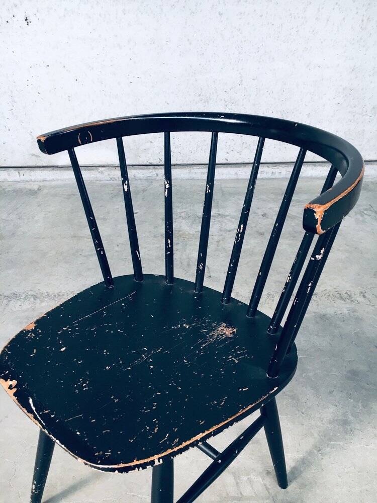 Mid-Century Scandinavian Design Curved Spindle Back Side Chair, Denmark, 1960s