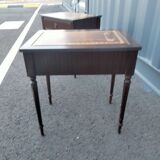 Pair of bedside tables side tables old leather top style louis xvi
