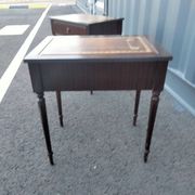 Pair of bedside tables side tables old leather top style louis xvi