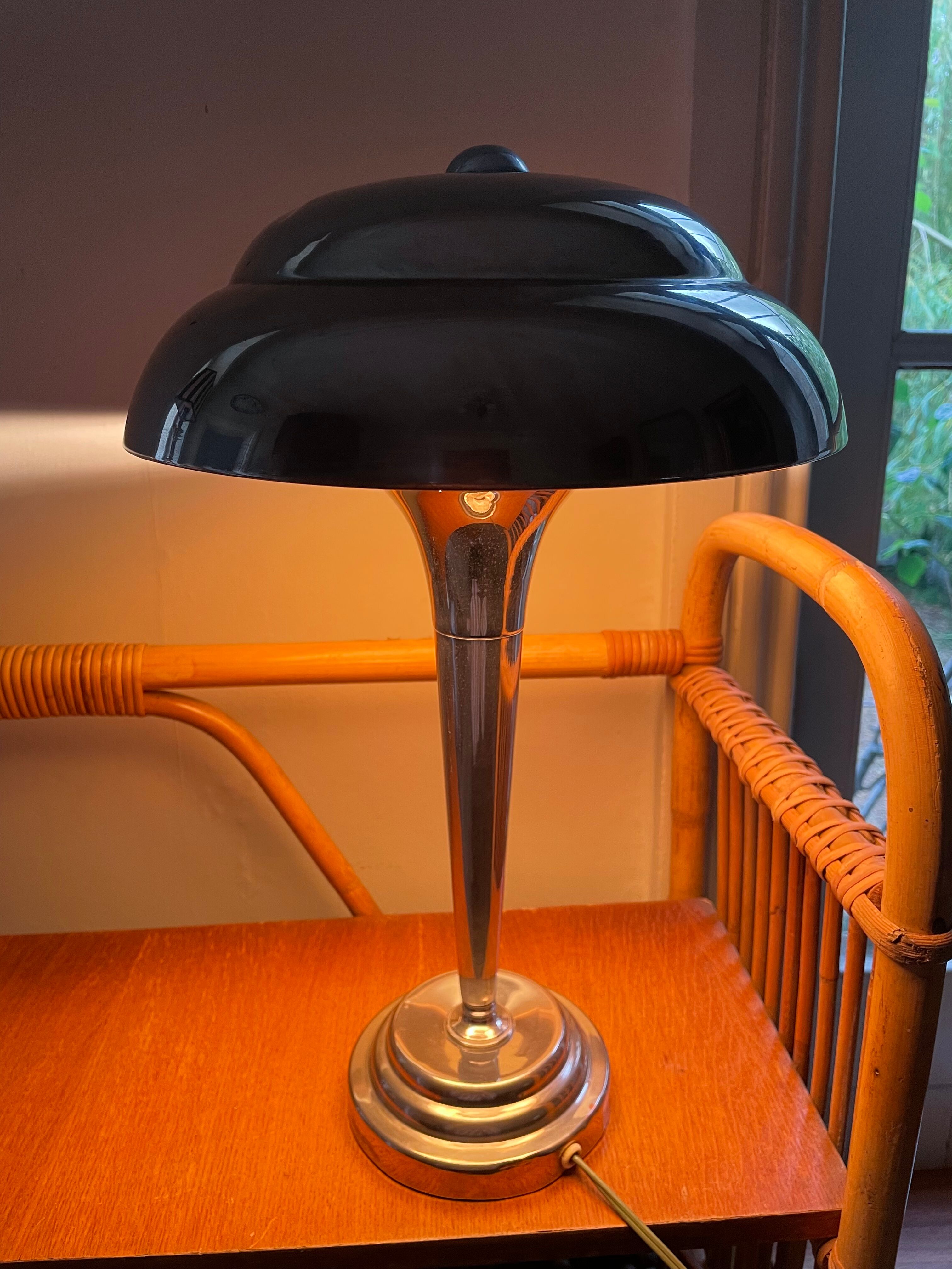 Art deco chrome mushroom lamp