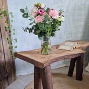 Brutalist wooden bench