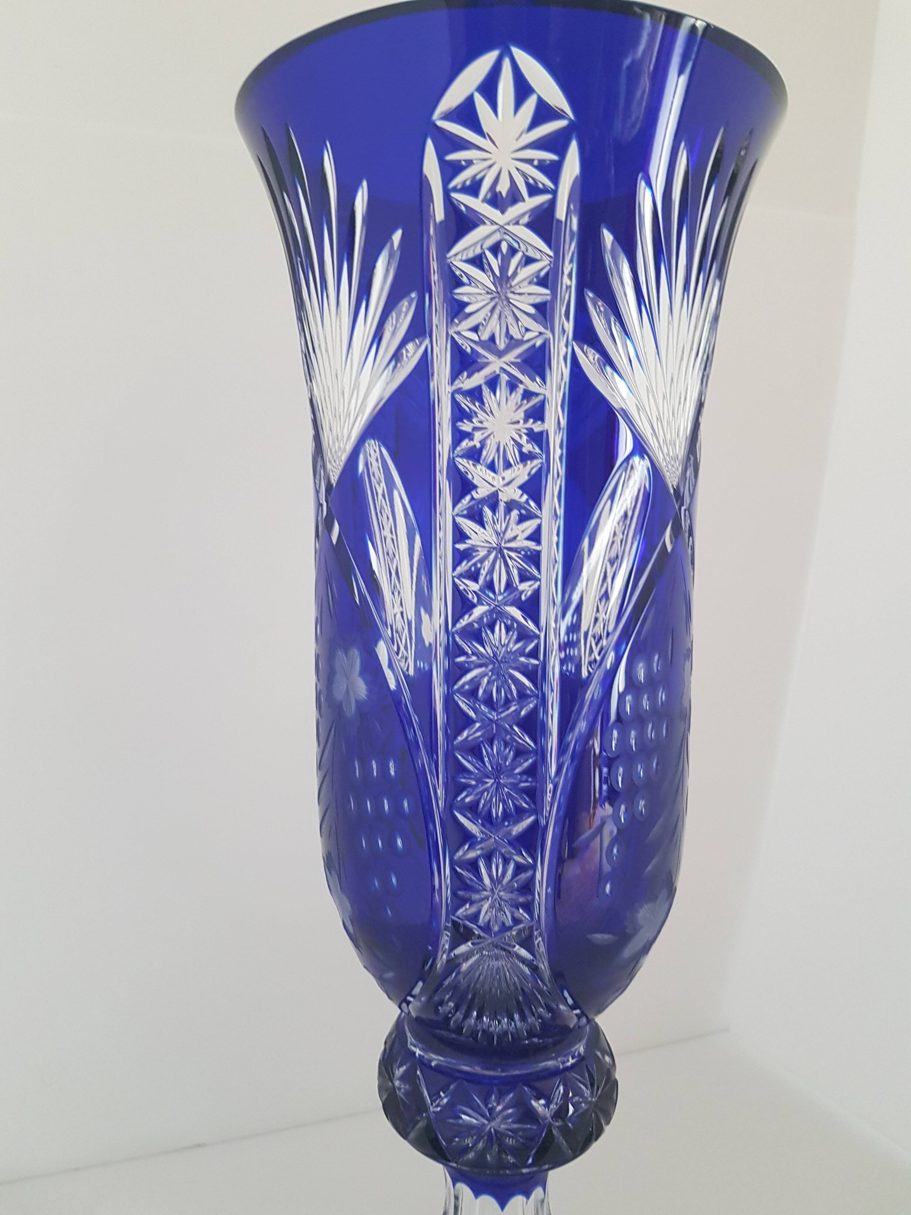 Vase bleu cristallery of lorraine - large model