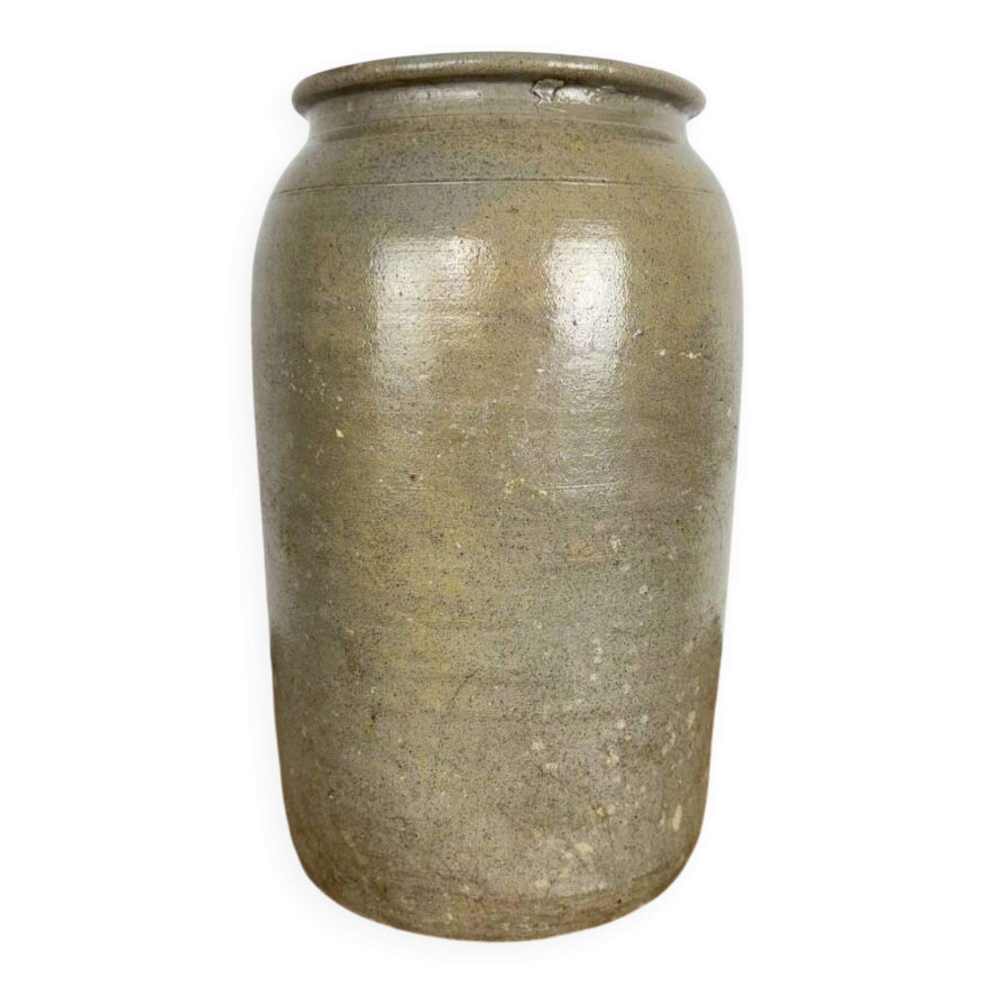 Grey-beige glazed stoneware pot, early 19th century.
