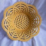 Yellow braided ceramic fruit basket