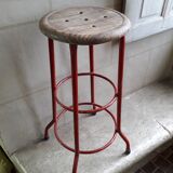 Tabouret haut métal teck java