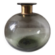 Vintage bubble glass ball vase with brass rim