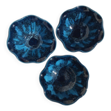 3 Vallauris Cups deep blue wavy edge