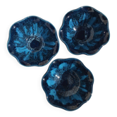 3 Vallauris Cups deep blue wavy edge