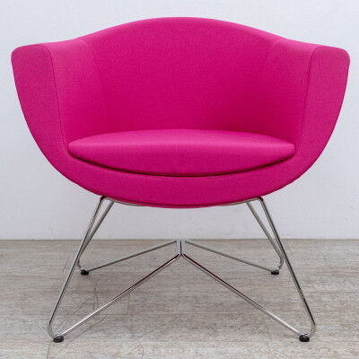 Fauteuil Profim Sorriso 10V en tissu rose et métal chromé