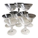 10 vintage hand-engraved champagne glasses