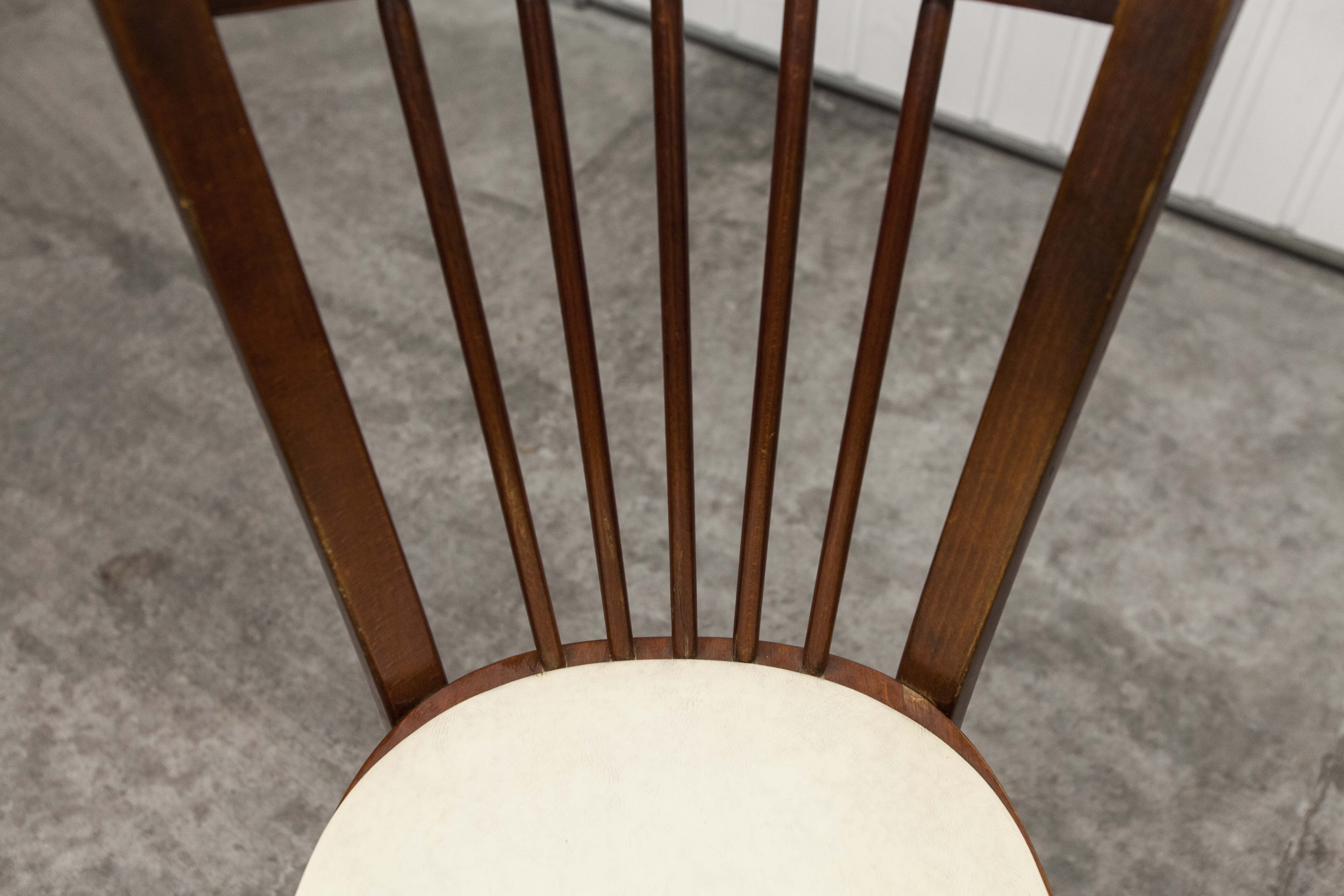 Baumann chair 153 in dark wood and white skai