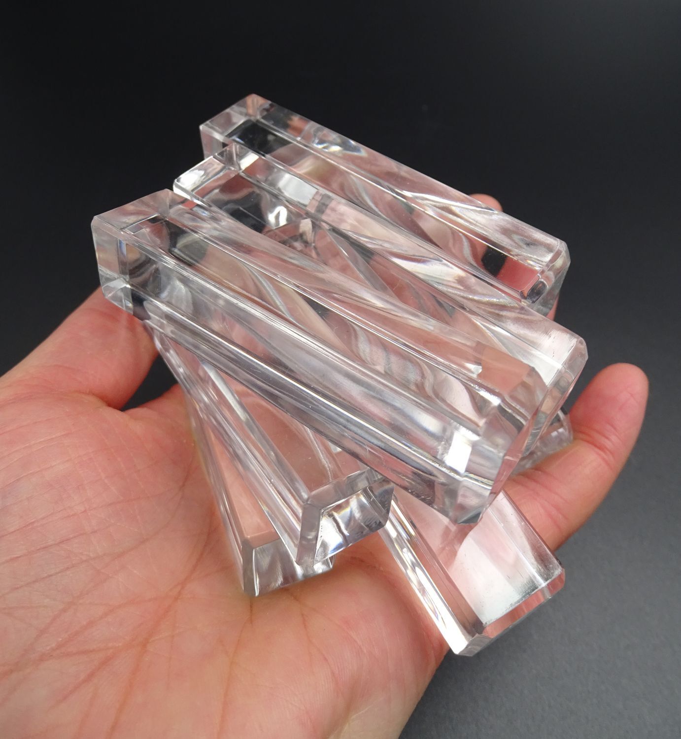 Lot de 10 repose-couteaux en cristal de Saint-Louis - Etat correct