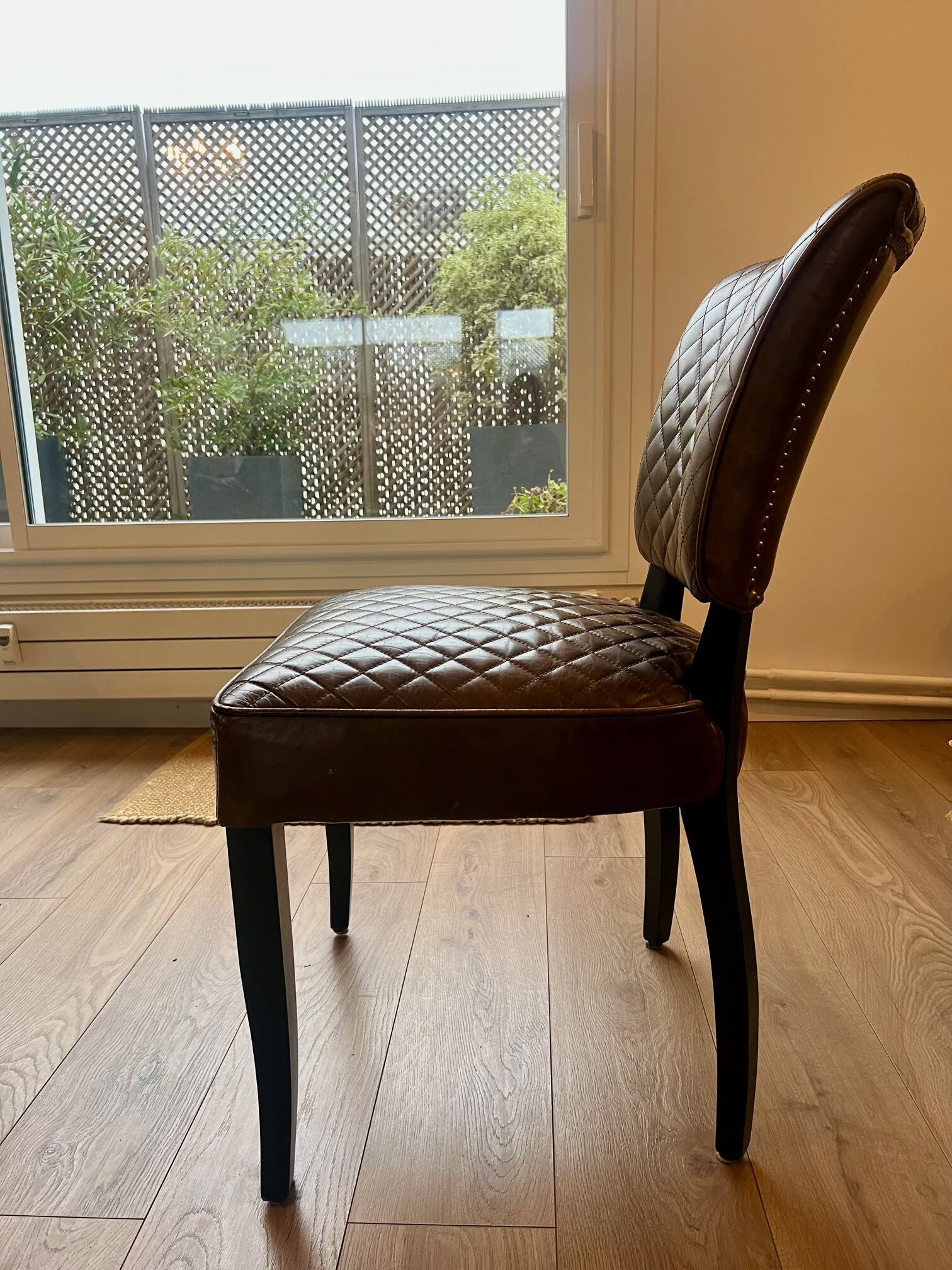 Set of 4 leather Chesterfield dining chairs