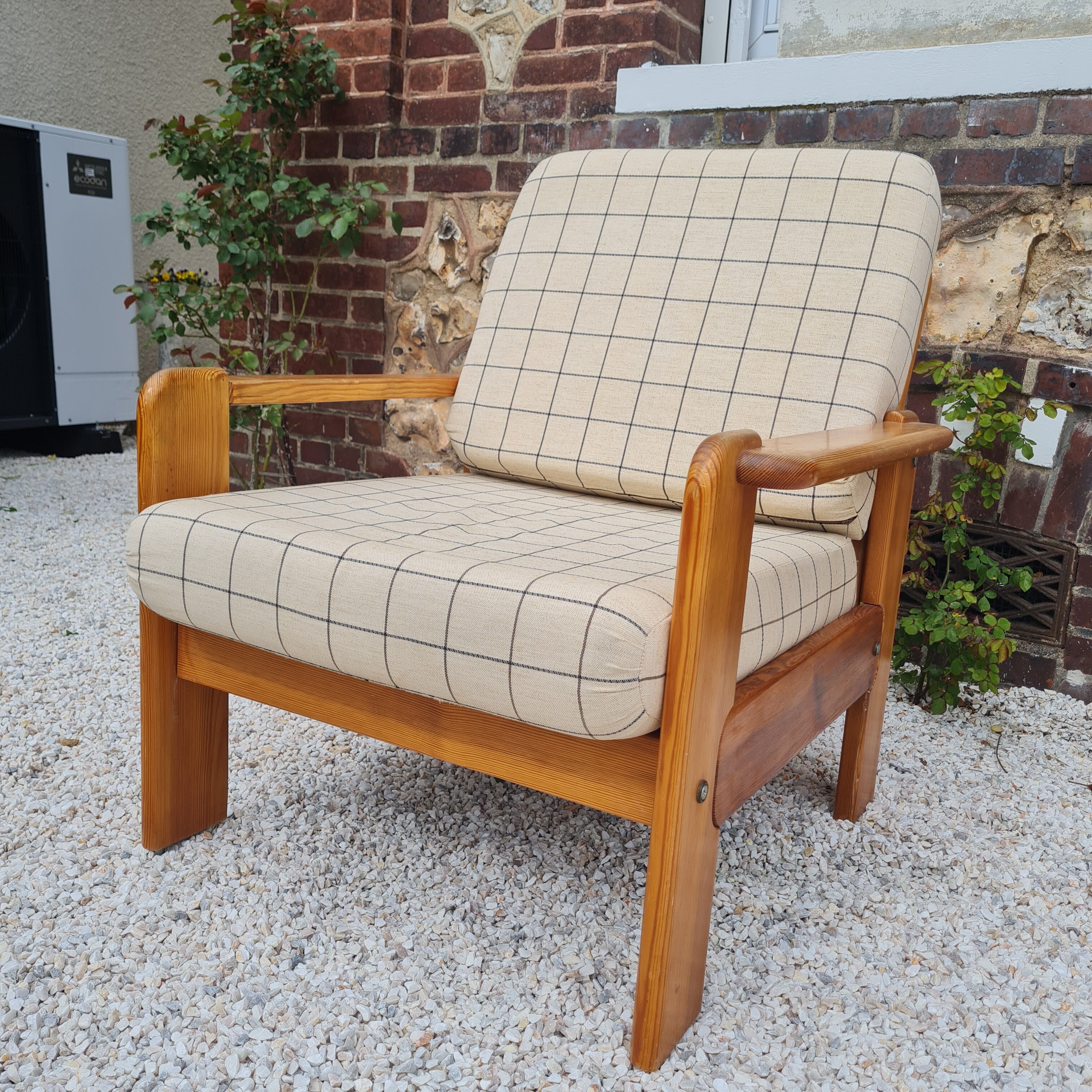 Fauteuil suédois en pin 1970