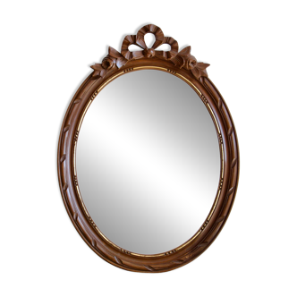 Gustavian knot hand carved oval wooden mirror