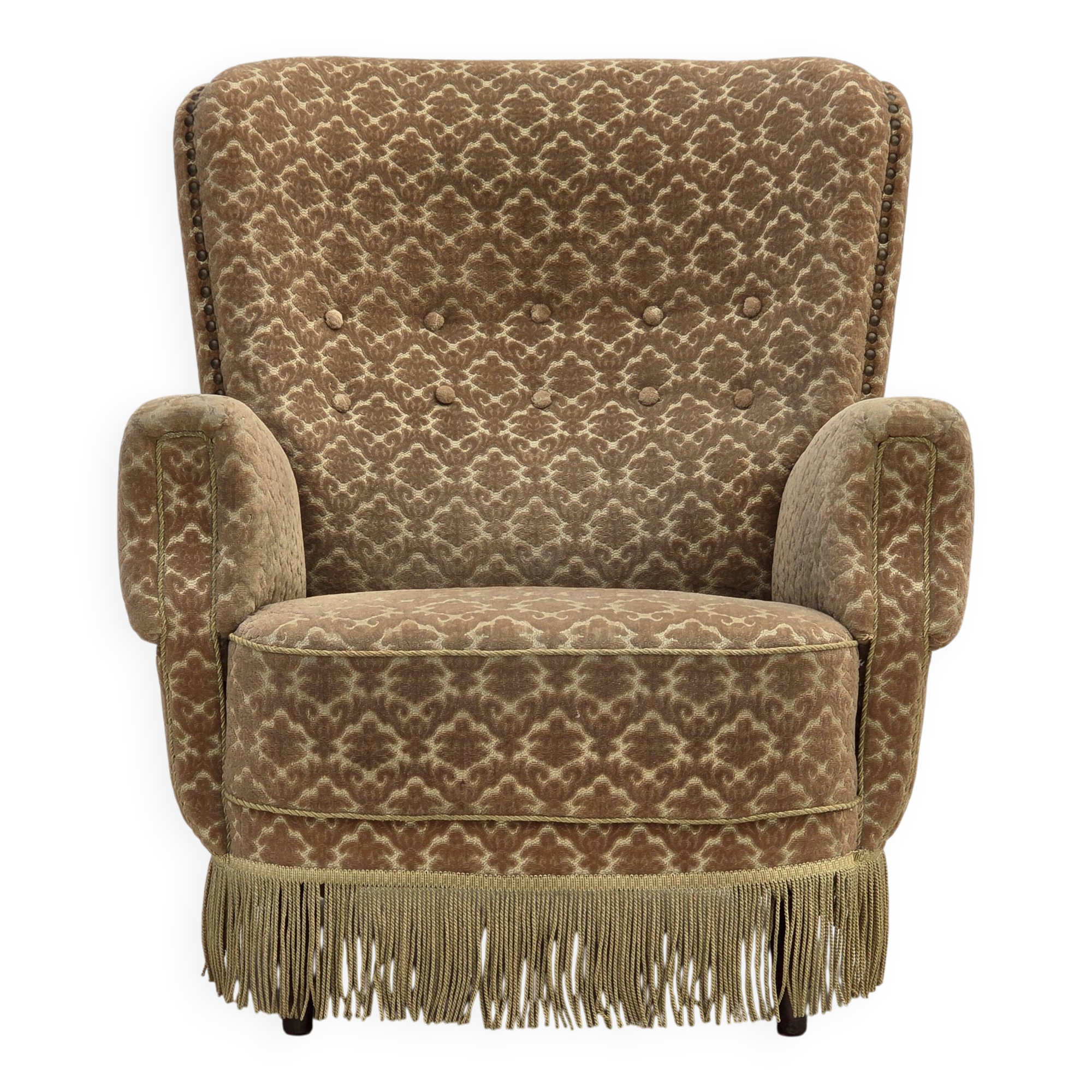 1960s, Danish armchair, furniture velour, beech wood.