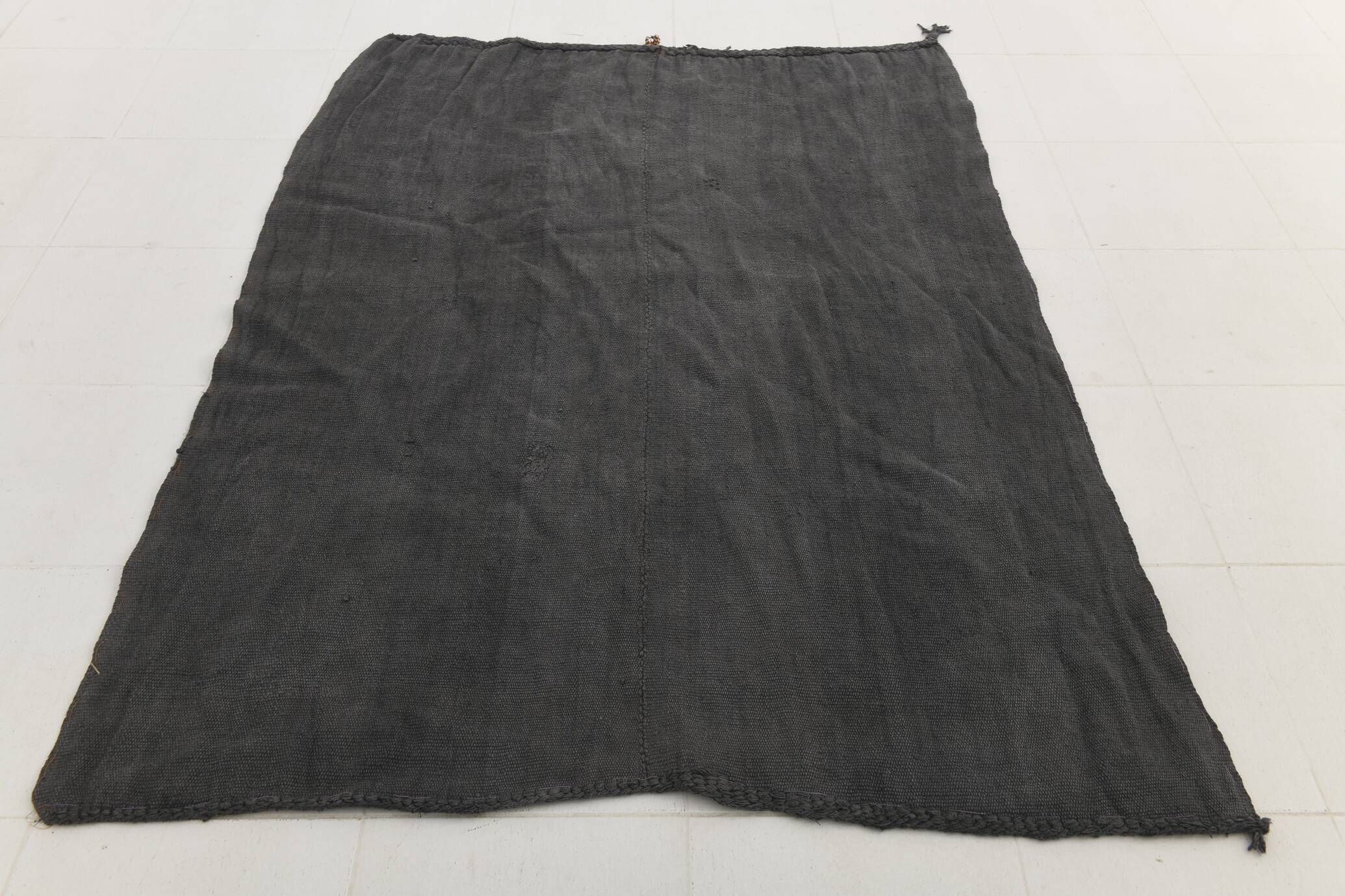 Anthracite Grey Large Area Soft Kilim Rug For Bedroom, 147x205 Cm