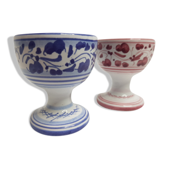 Pair of hand-decorated blue and garnet cockroaches signed "Siena Italy"