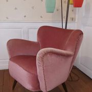50s 60s armchair pink velvet