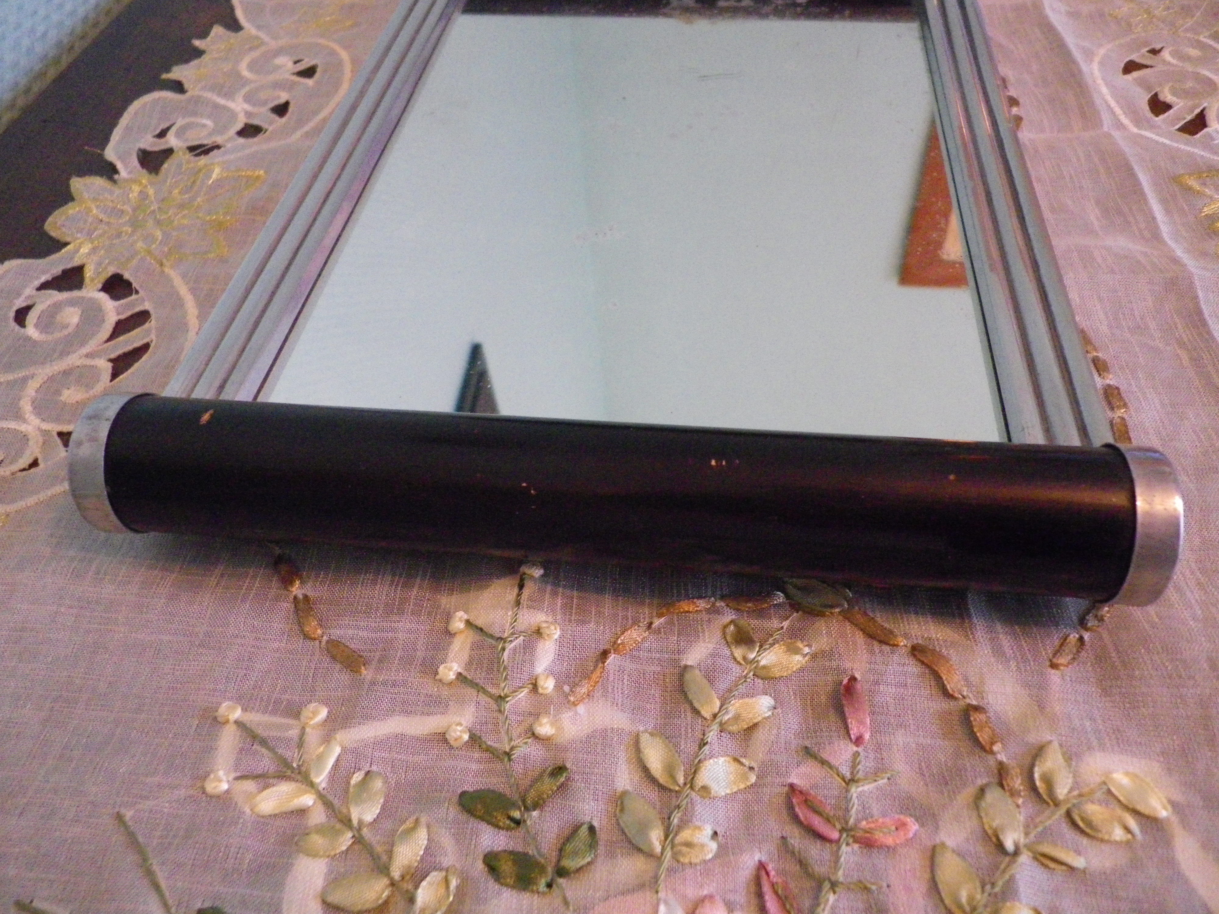 Mirror art deco tray in metal, wood 60