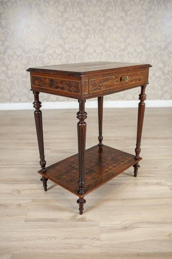 Early 20th Century French Mahogany & Walnut Marquetry Side Table, 1910th