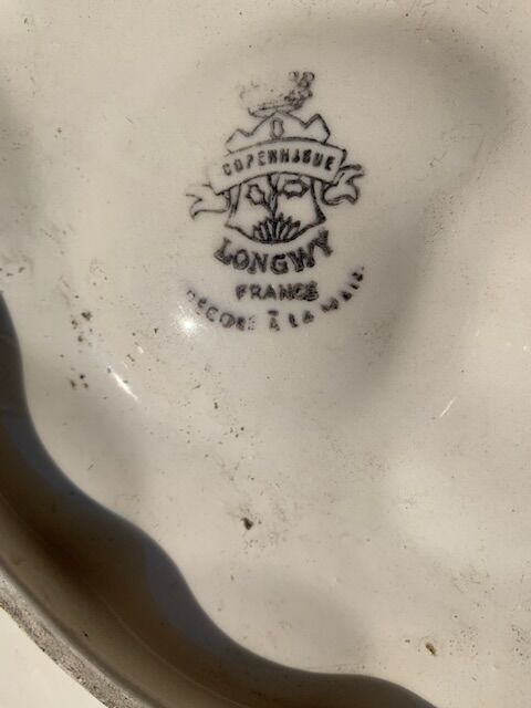 Large oyster dish in the shape of fish model Copenhagen by Longwy france old and collector