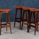 Mid-Century Bar Stools in Rosewood and Leather by Erik Buch for Dyrlund, Set of 4