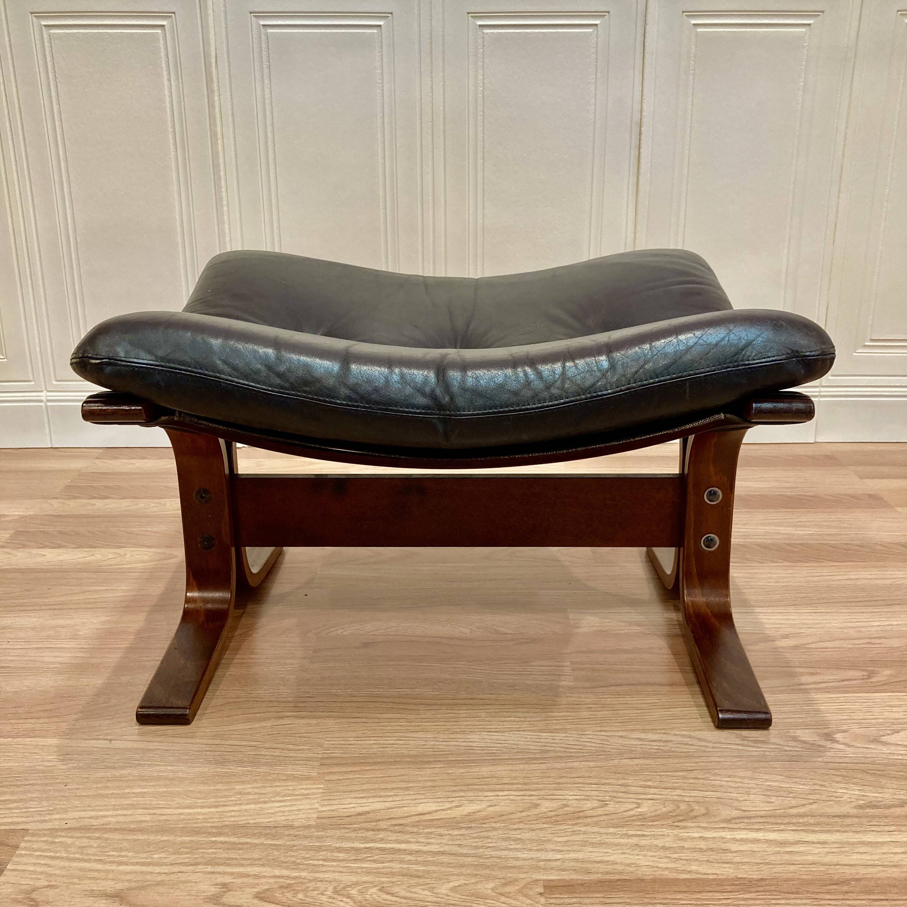 Leather ottoman "Scandinavian design" 1960.