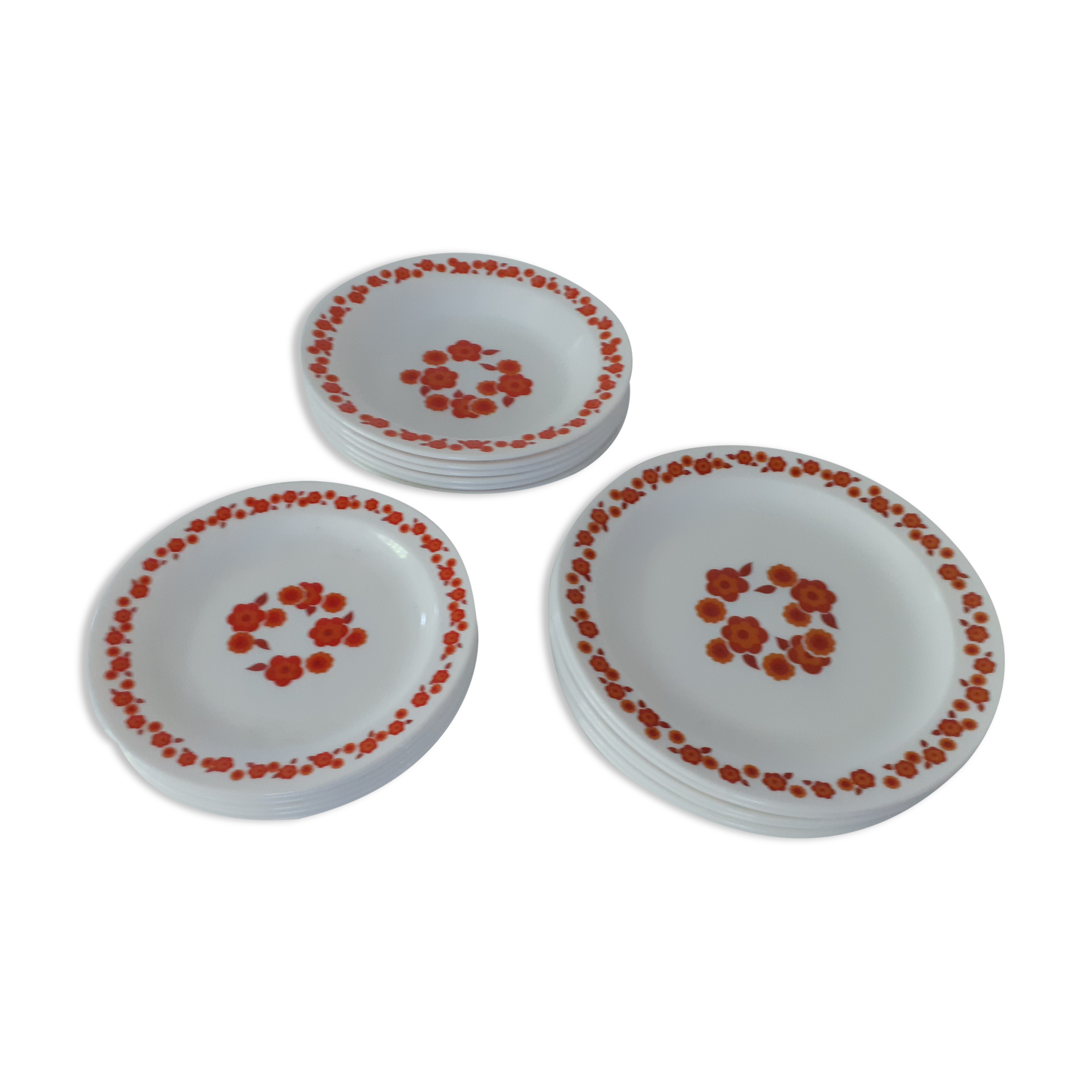 18 plates lotus arcopal vintage orange flowers
