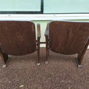 Pair of vintage antique wooden cinema chair s
