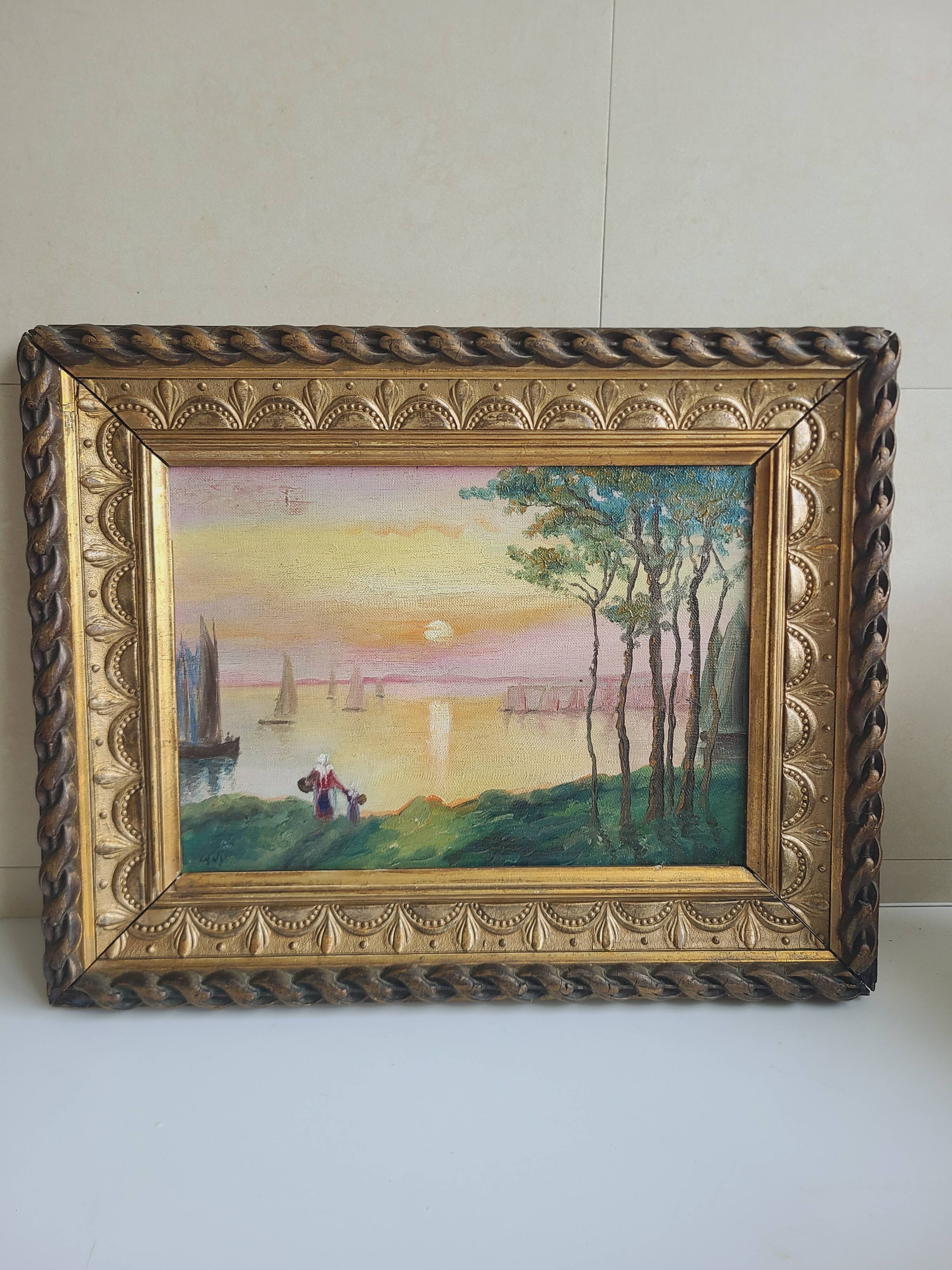 19th-century painting signed Lany. 46 x 37 cm.