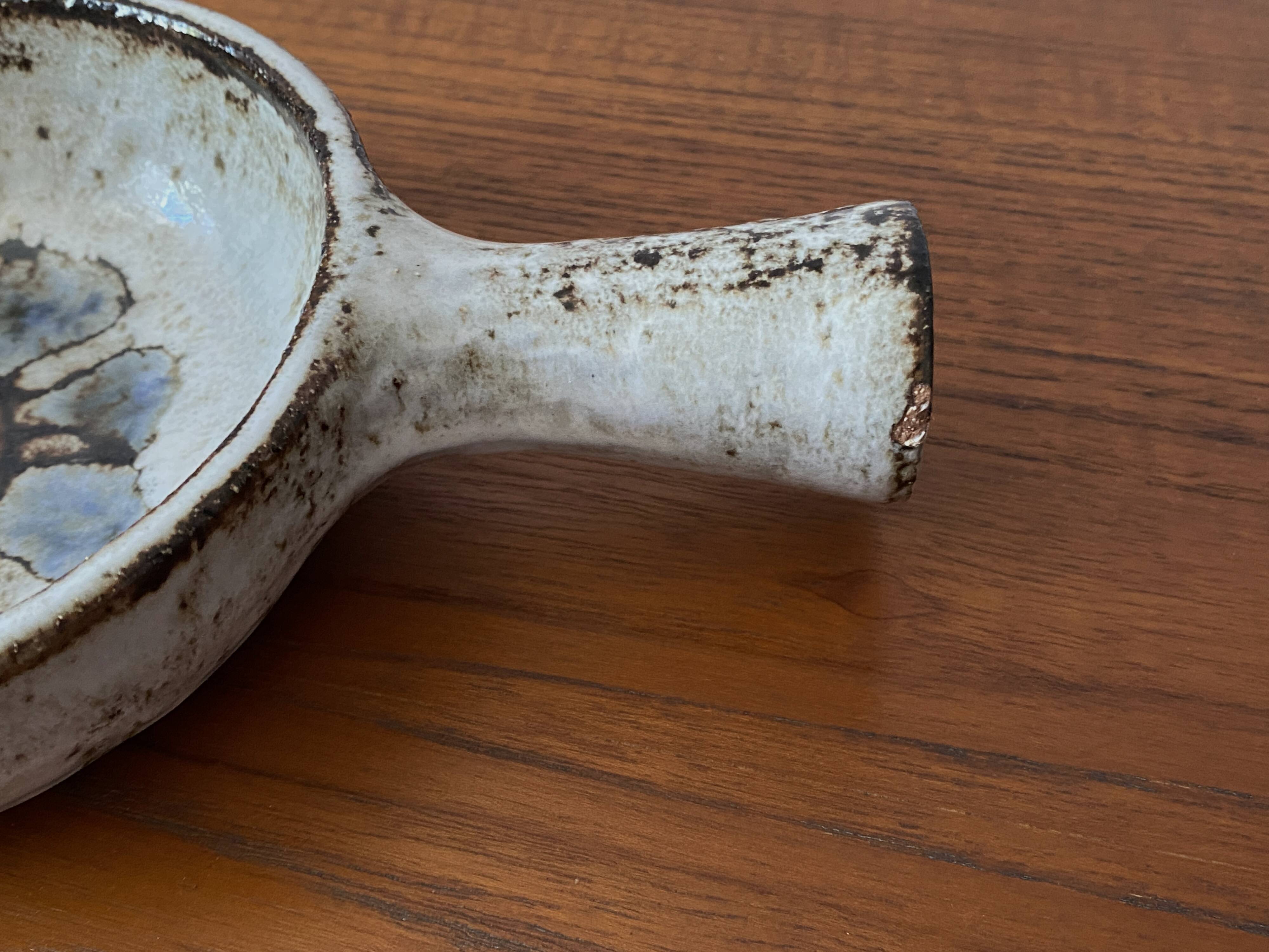 Large ceramic caquelon / saucepan from Vallauris signed MAS