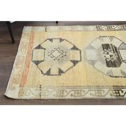 1970s Turkish Oushak Handmade Wool Cotton Orange Runner 112x374