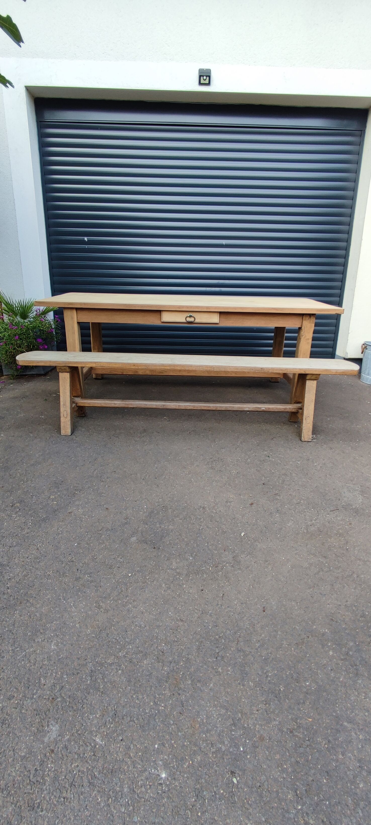 Farmhouse table with its bench