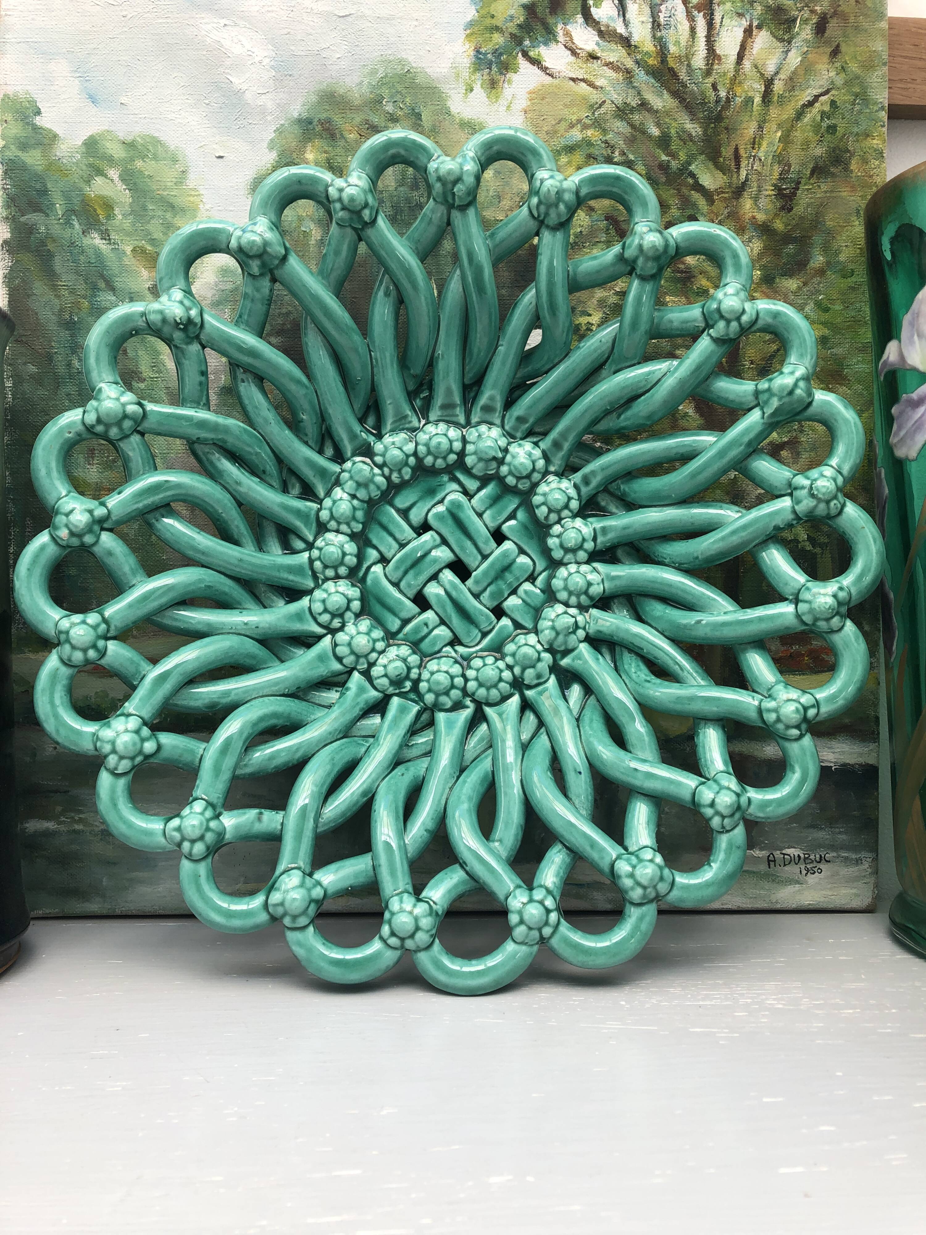 Woven ceramic fruit bowl basket