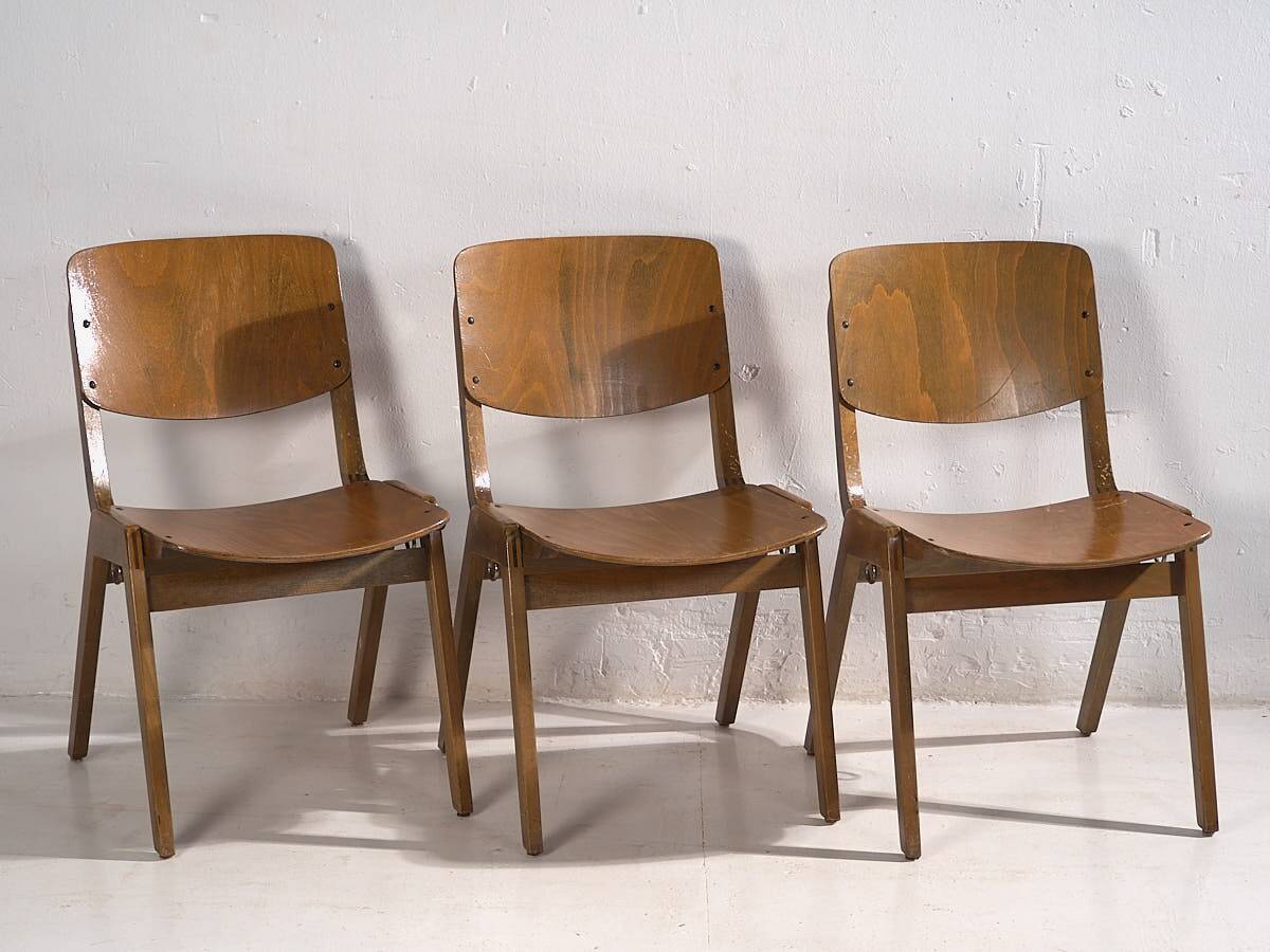 Vintage Thonet Dining Chairs (c.1950). Set of 6 pieces