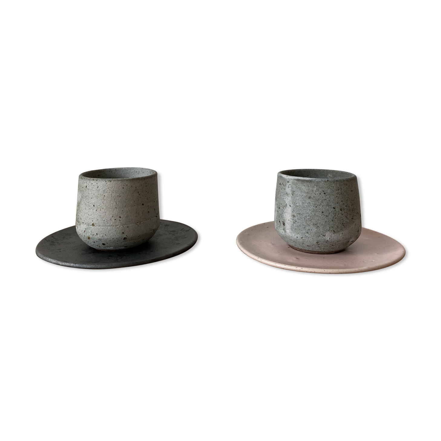 Duo of grey ceramic cups