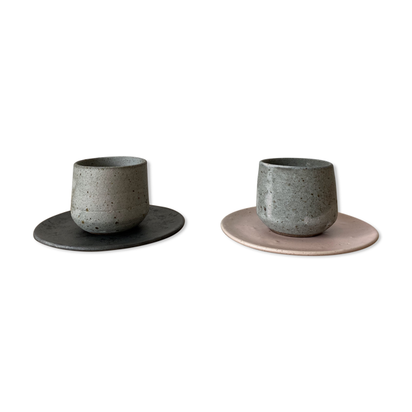 Duo de tasses en céramique grises