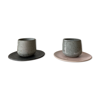Duo of grey ceramic cups