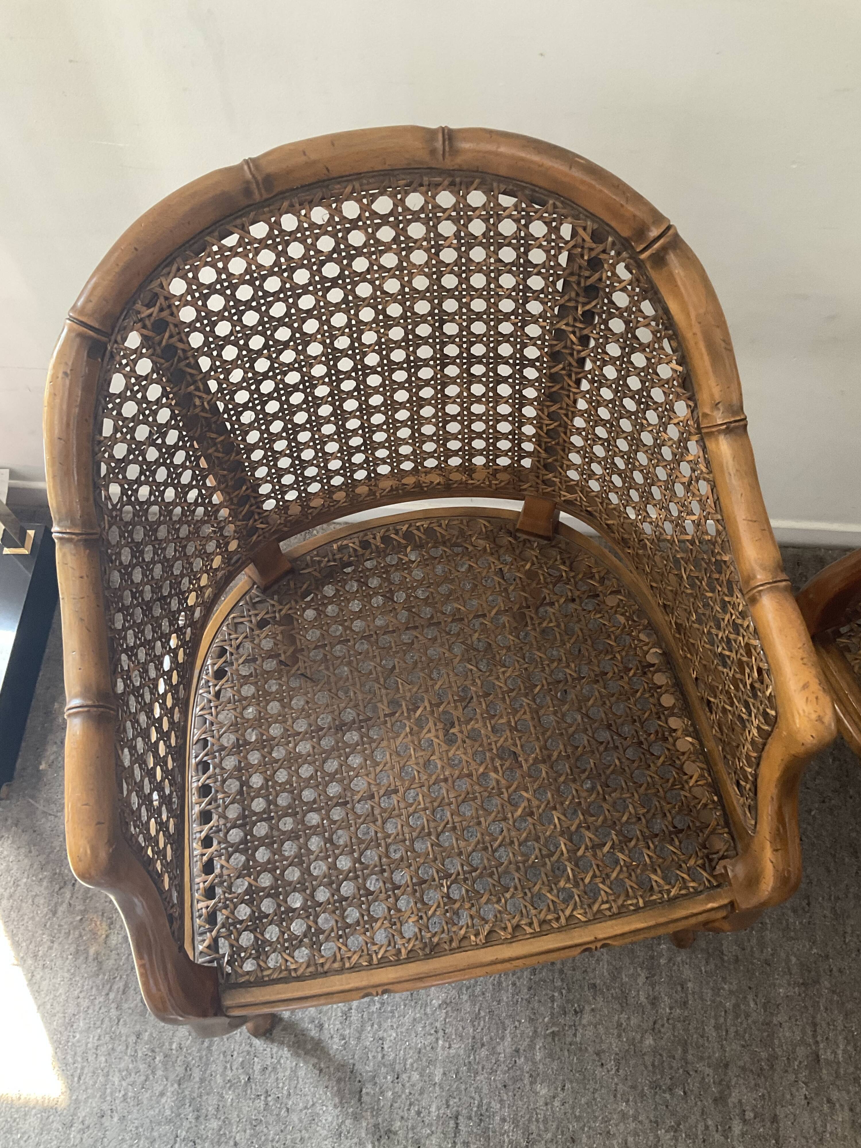 Pair of canned armchairs from the 50s and 60s