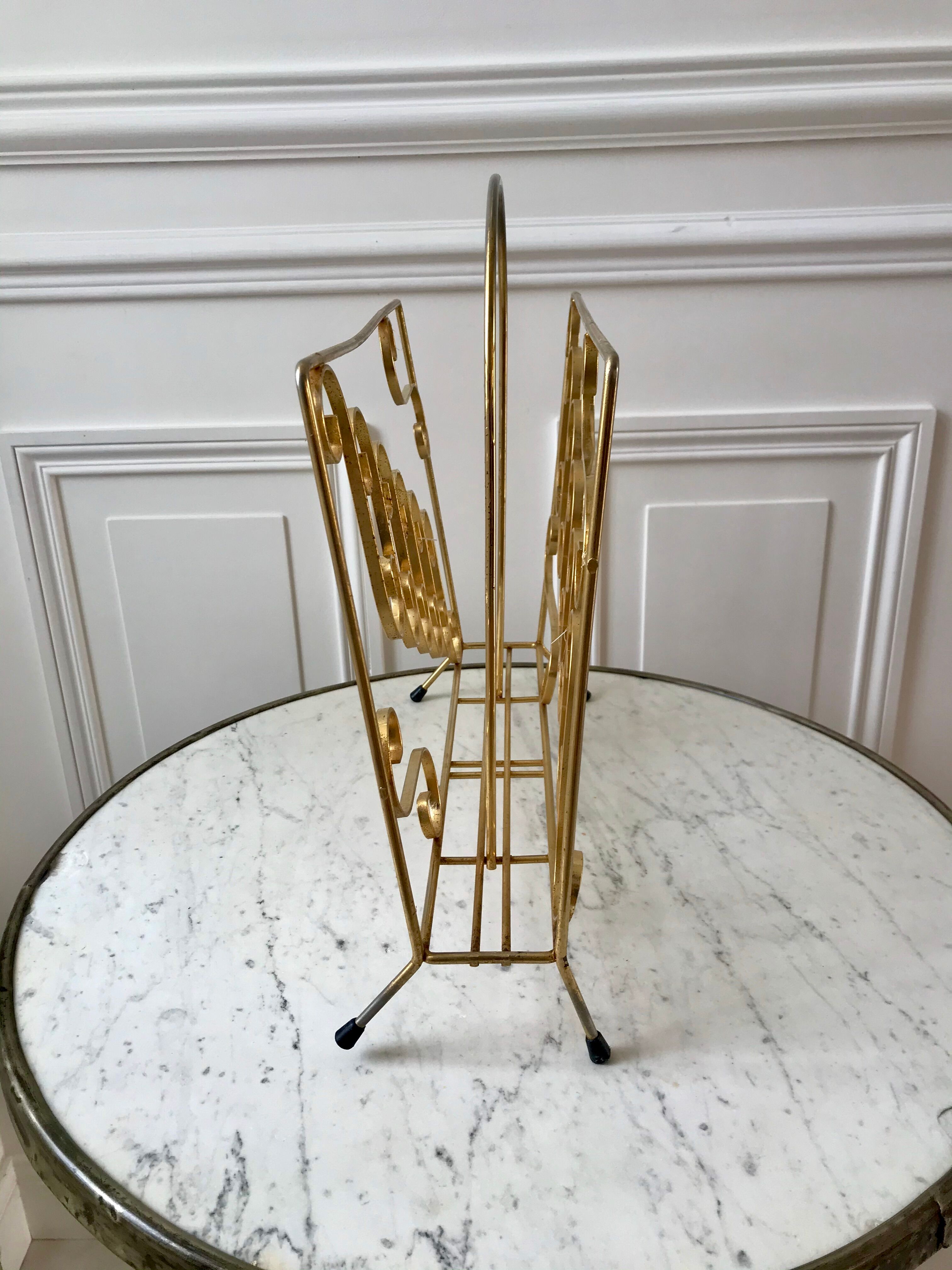 Golden metal magazine holder 60s