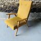 Fauteuil moutarde - bois et velours