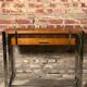 Art Deco style console in dark walnut rubber tree and chrome foot
